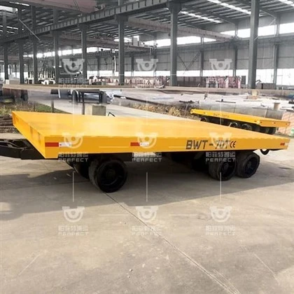 Promosi Baru Hot Style 10T Mudah Dirawat Trailer Tandem Flatbed Dengan Tow Bar Penanganan Material Trailer Penuh Trailer Flatbed